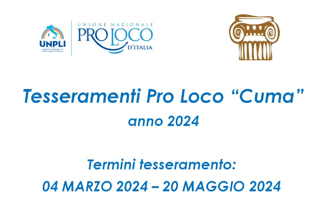Tesseramenti 2024 all'Associazione di Promozione Sociale Pro Loco "Cuma" di Monte Rinaldo 