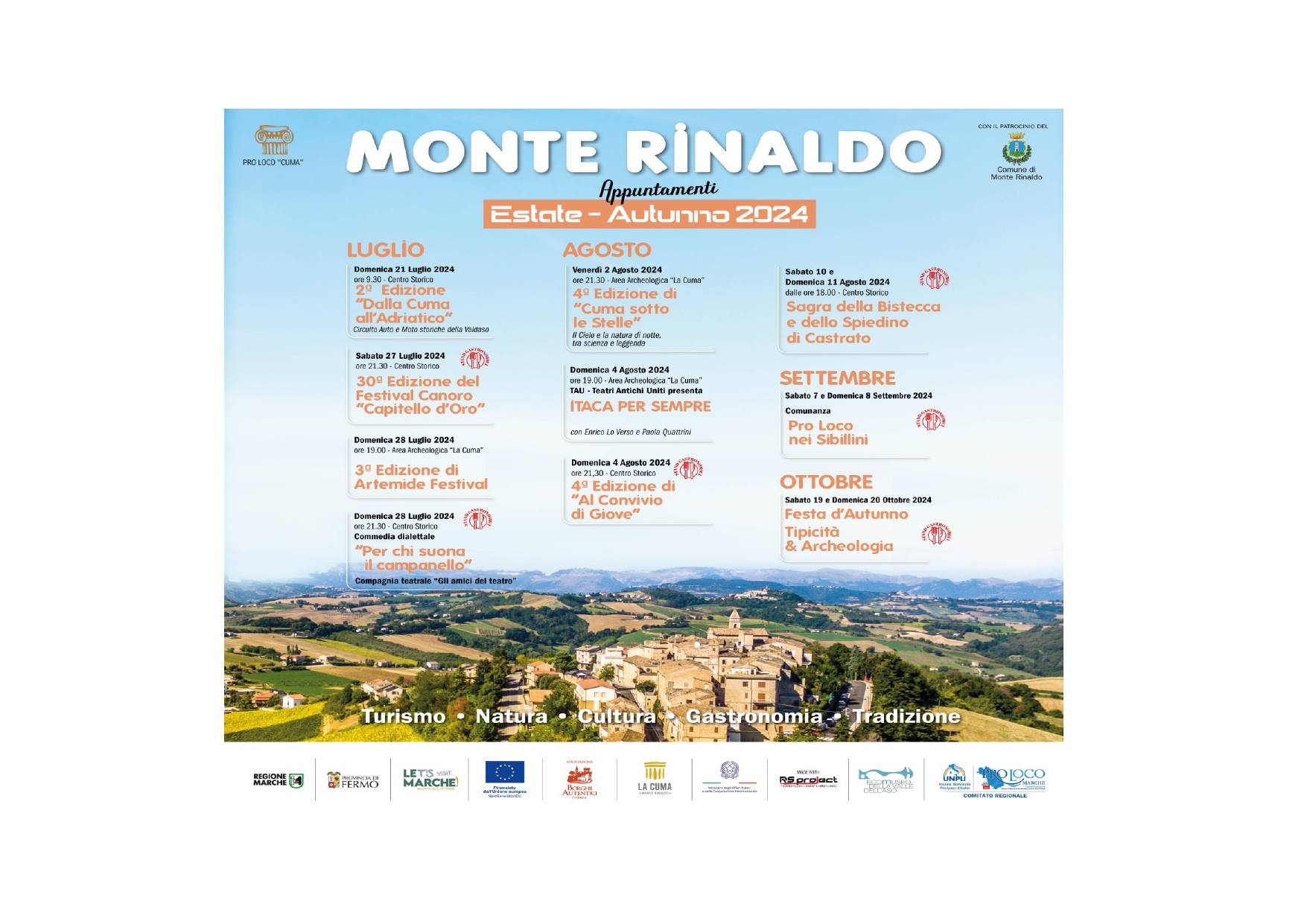 Locandina eventi estate - autunno 2024 a Monte Rinaldo